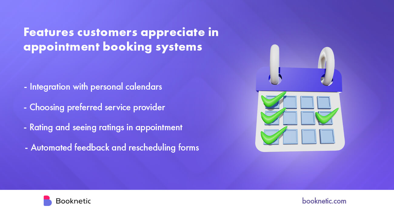 une infographie sur les fonctionnalités des systèmes de réservation de rendez-vous que les clients souhaitent